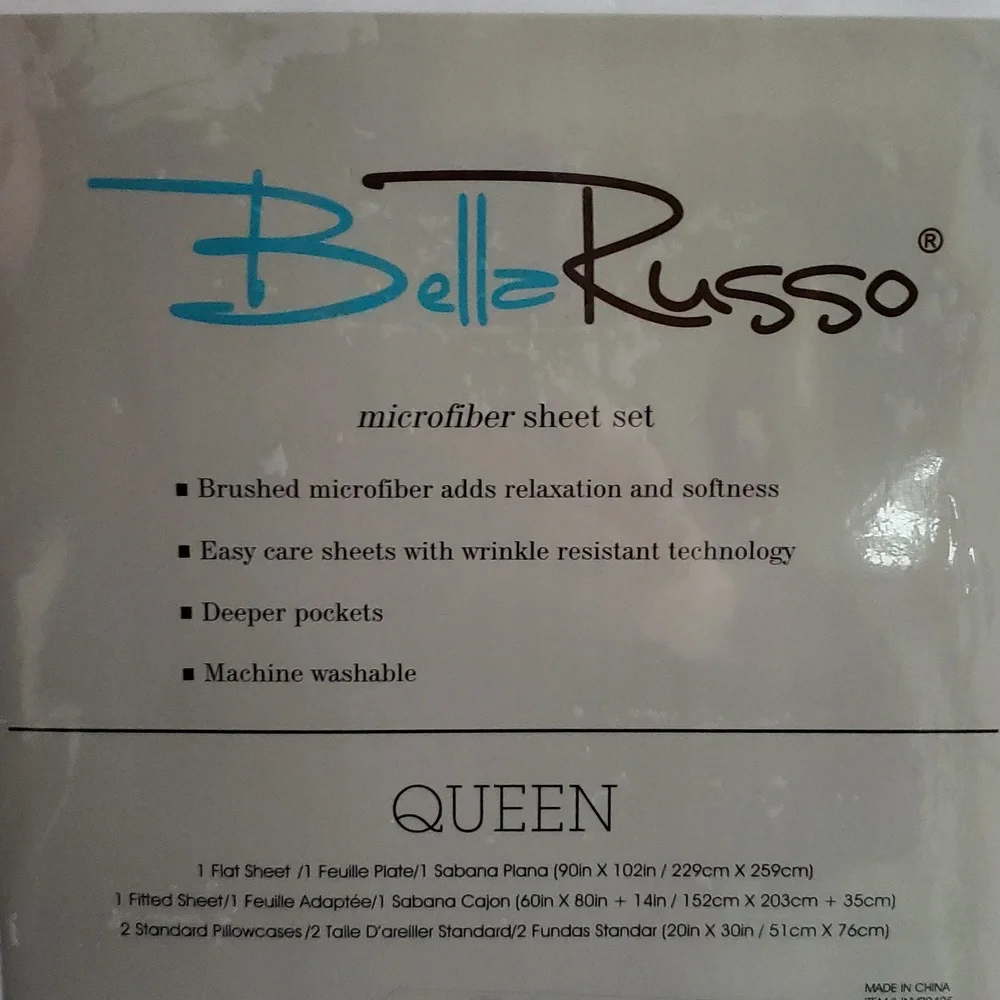 COPY - NIP Bella Russo Queen Microfiber Sheet Set